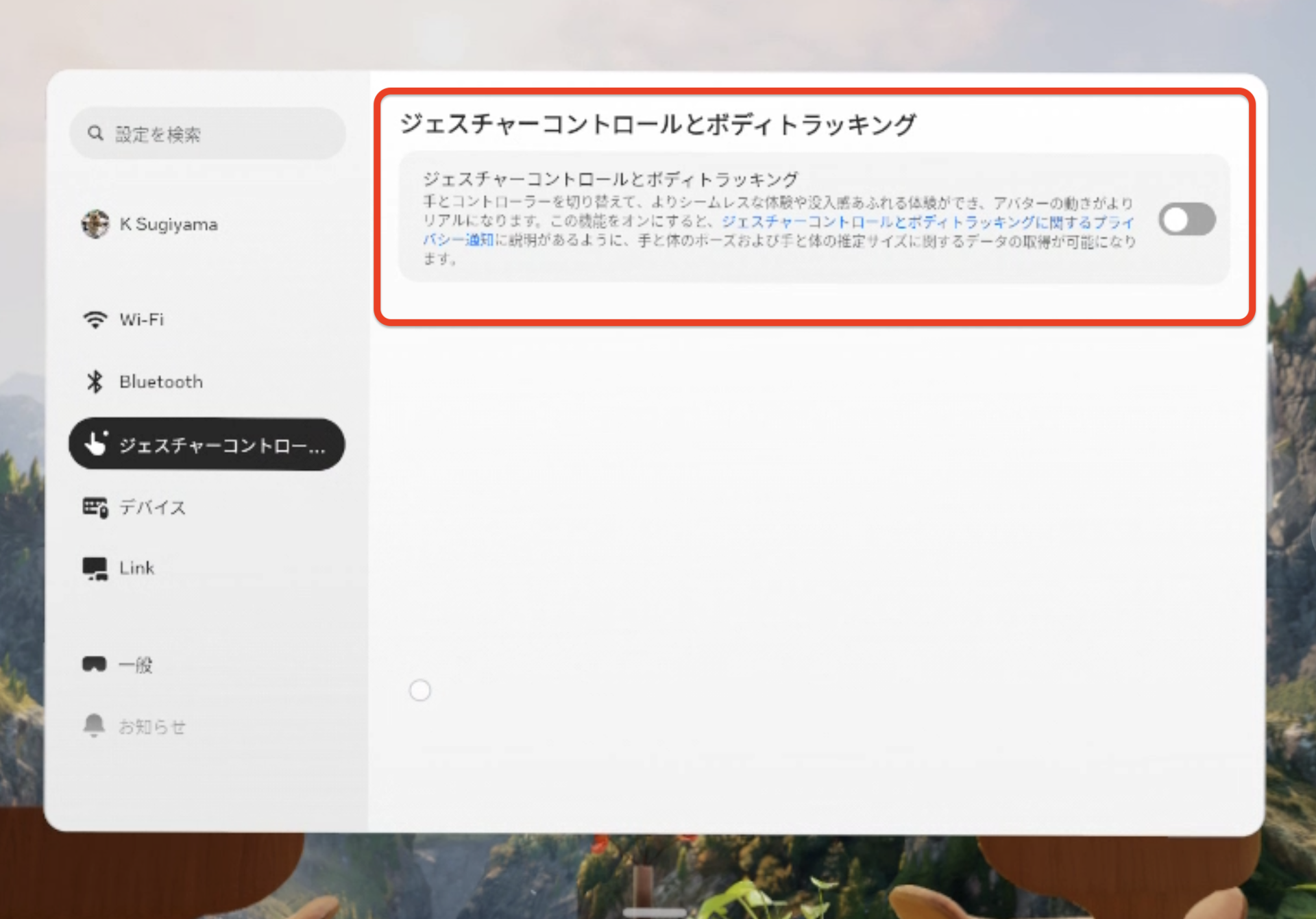 ジェスチャーコントロールとボディトラッキング